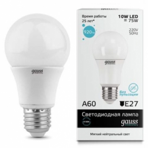 Лампа Gauss LED Elementary A60 10W E27 4100K 1/10/40