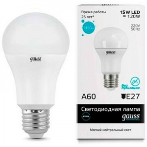 Лампа Gauss LED Elementary A60 15W E27 4100K 1/10/40