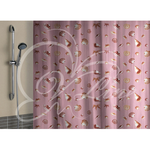 штора для ванной полиэтилен 180*180 розовый фон с кольцами