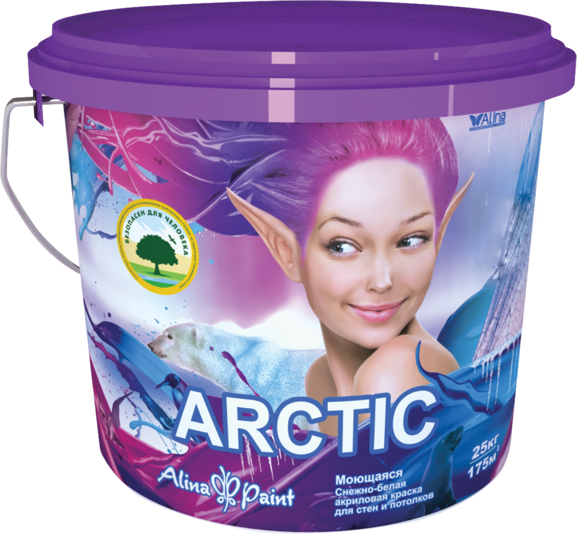 Краска водоэмульсионная, Alina Paint ARCTIC, 25 кг (интерьерная, моющаяся, всесезонная)