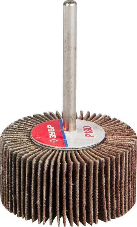 Круг шлифовальный ЗУБР веерный лепестковый, на шпильке, тип КЛО, зерно - электрокорунд нормальный, P