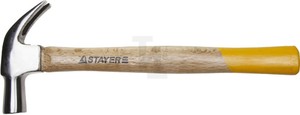Молоток-гвоздодер STAYER "STANDART" TopStrike кованный, с деревянной ручкой, 450г