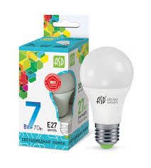Лампа светод.7W E27 LED-A60-standart 220V 4000K 630Лм(форма ЛОН) ASD