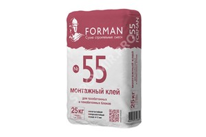 Клей для газобетонных и пенобетонных блоков Forman 55, (25 кг)