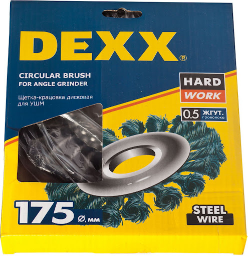 Щетка-крацовка дисковая для УШМ DEXX 175мм 0.5 жгут
