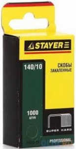 Скобы STAYER "PROFI" закаленные, тип 140, зеленые, 10мм, 1000шт 