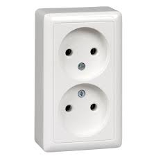 Розетка 2-м ОП Хит 16А IP 20 без заземл. без защ. шторок  бел. SchE RA16-237-B 