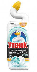 Чистящее средство для унитазов "Туалетный утенок" отбелив. пенящийся гель цитрусовый 750мл/12