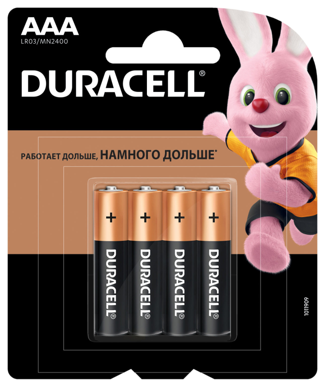 Батарейка  ААА-LR03-MN2400 Duracell К4 DURAC00003 полупальчи (81480363)