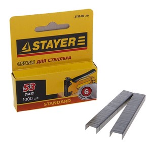 Скобы STAYER "STANDARD" тип 53, красные, 6мм, 1000шт