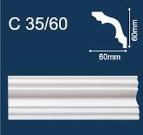 Плинтус потолочный экструд.Solid белый(2м/60*60мм).С 35/60